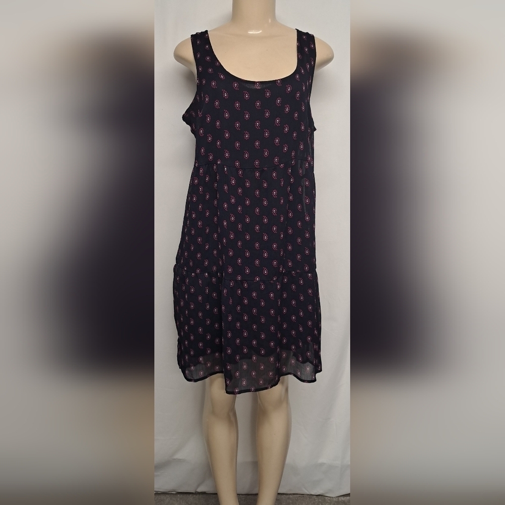 Old Navy Tank Dress L Peasant Baby Doll Sleeveless Paisley Tiered Lined